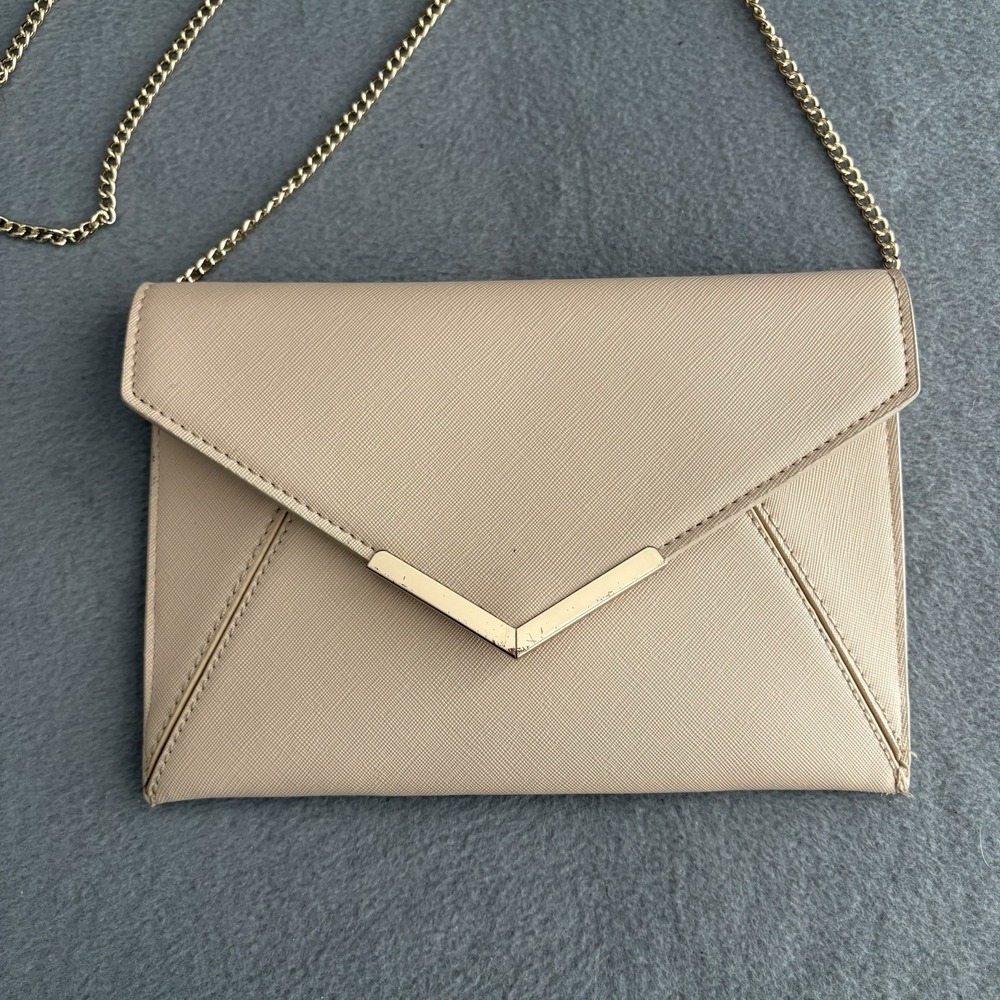 DEXMAY Envelope Clutch Pink Mauve Evening Shoulder Bag Gold Toned Accents